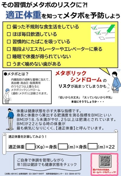 適正体重についてのチラシの画像